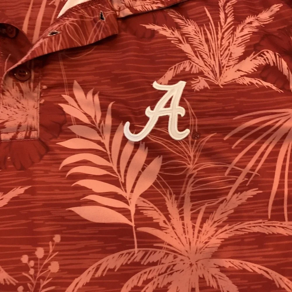 Alabama Crimson Tide Shirt Mens 2XL Red NCAA Football Hawaiian Polo‎ Colosseum